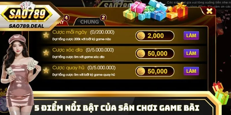 5 điểm nổi bật của sân chơi game bài Sao789